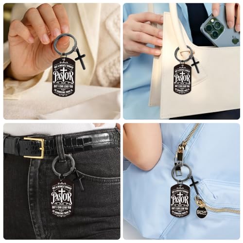 Keychain for Men Boys, Dog Tag Style Key Chain, Black Key Rings Birthday Christmas Veteran Day Gifts - style: Pastor