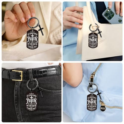 Keychain for Men Boys, Dog Tag Style Key Chain, Black Key Rings Birthday Christmas Veteran Day Gifts - style: Pastor