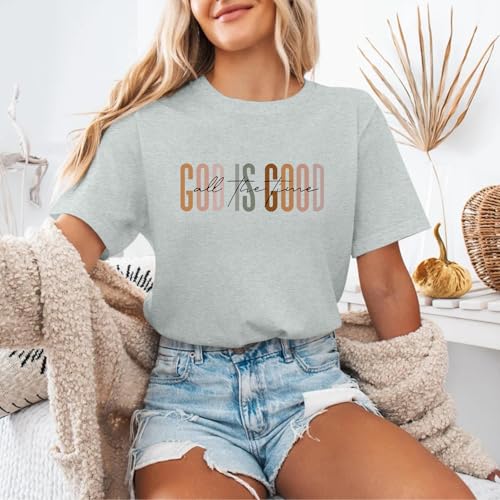 Tuislay Christian God is Good Shirt for Women Faith Jesus Shirts Bible Verse Religious Tshirts Inspirational Tees Cute Tops - color: Light Gray, size: Small