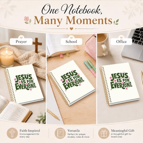 Christian Journal Notebook, Christian Gifts for Women - color: Jesus is for Everyone Retro Notebook