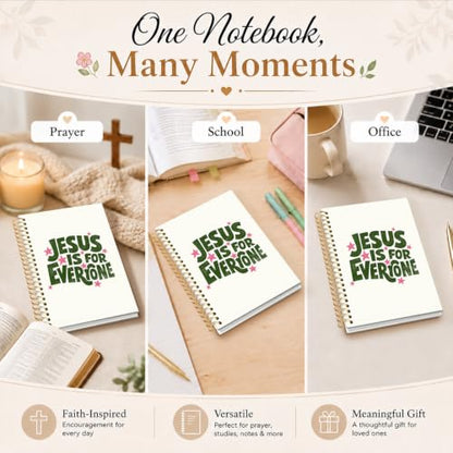 Christian Journal Notebook, Christian Gifts for Women - color: Jesus is for Everyone Retro Notebook