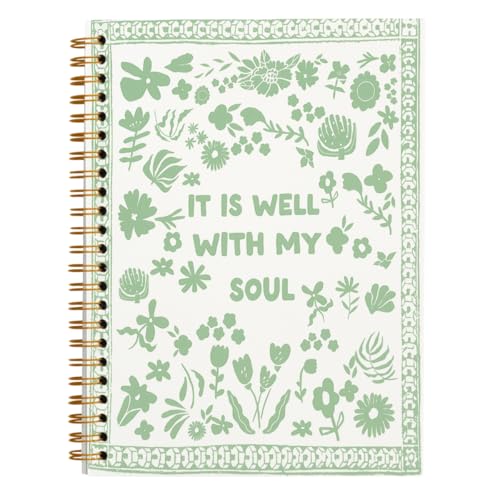 Christian Bible Spiral Notebook Journal Gifts for Women Teen Girl - color: green wildflower