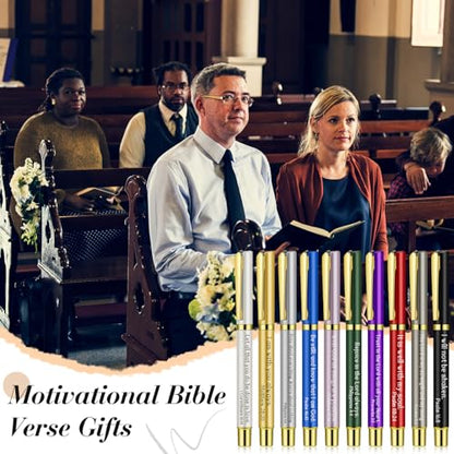 30 Sets Social Worker Gifts Bible Verse Pen with Leather Holder, Multicolor - color: Purple, black, gray, brown, dark blue, green, yellow, red, pink, blue