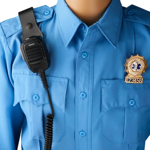 JAY-PEE Two-Way Radio Microphone Holder Epaulet Shoulder Leather Mic Clip - color: black