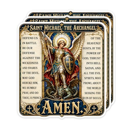 [3PCS] St Michael Sticker, Saint Michael The Archangel Prayer Design - color: St Michael Archangel