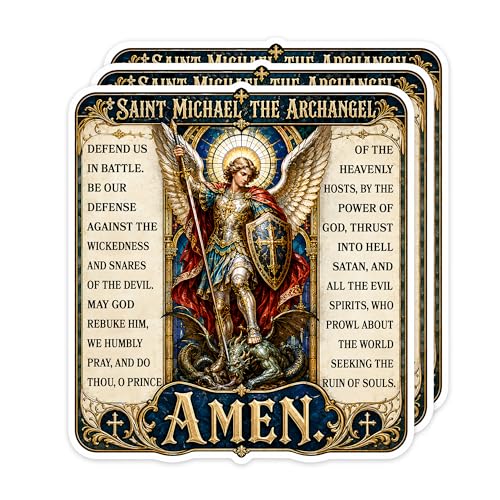 [3PCS] St Michael Sticker, Saint Michael The Archangel Prayer Design - color: St Michael Archangel