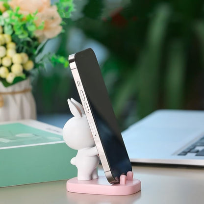 SIQITECHNO Cute Bunny Cell Phone Stand Holder Universal Resin Rabbit Smartphone Stand Desktop Phone Holder Funny Animal Statue Mobile Phones Tablet Stands Creative Desk Ornament for Home Office Desk - color: Stand