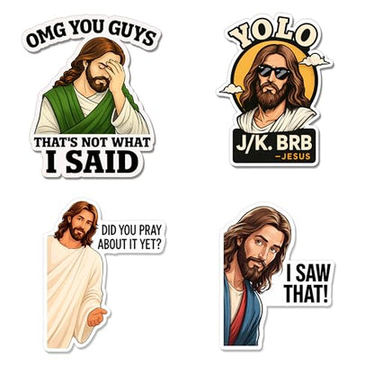 4 Pcs Christian Stickers Funny Jesus I Saw that Meme Quotes - color: I Saw That Stickers