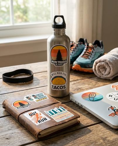 Running Stickers 34 Pack for Water Bottle, Laptop, Marathon and Track - style: Modern