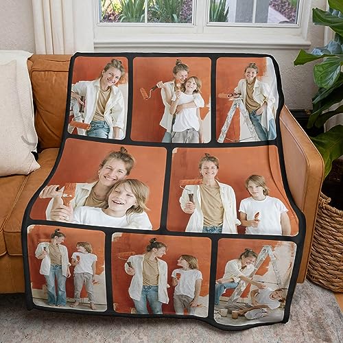 inkArts Custom Blankets with Photos for Family, Personalized Picture Blanket, Customized Blankets with Picture as Gifts for Chrimstas Birthday Mothers Day Fathers Day - color: 8 Photo-2