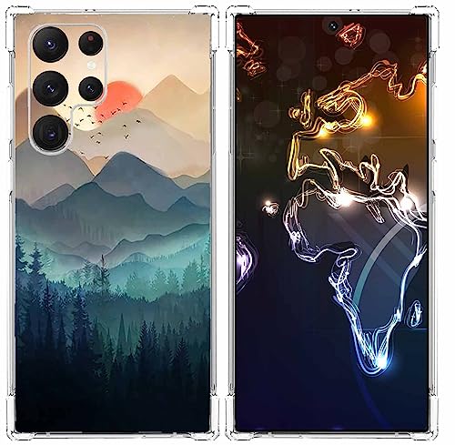 Sunset Nature Landscape Case for Samsung Galaxy S22 Ultra,Wilderness Night Art Painting,Soft TPU Full Cover for Galaxy S22 Ultra - color: Sunset Nature Landscape