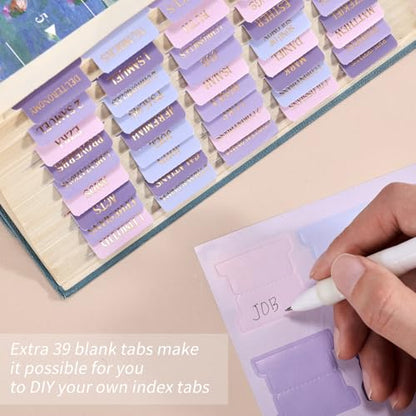 Laminated Bible Tabs for Women, Purple Pink, Gold Foil Lettering, 105pcs - style: Gold Foil WaterLilyPurple