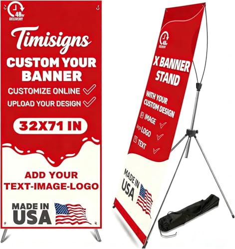 Custom X Banner Stand 32"x71",Portable Retractable Banner with Travel Bag for Advertising,Party,Graduation, Celebration,Exhibition,Outdoor & Indoor Display（only banner）
