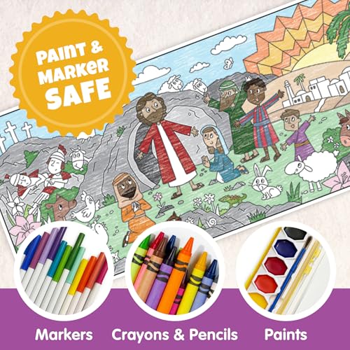 Large Coloring Poster Easter Resurrection of Jesus Christ 30 x 72 Inches Rolled Ideal for Parties and Family Gatherings Ages 4 and Up - color: Easter
