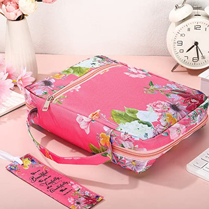 Laumoi Bible Cover Case for Women 10'' Flower Bible Holder Case Large Religious Carrying Bag for Women Study Christian Book Gift (Pink Flower) - style: Pink Flower