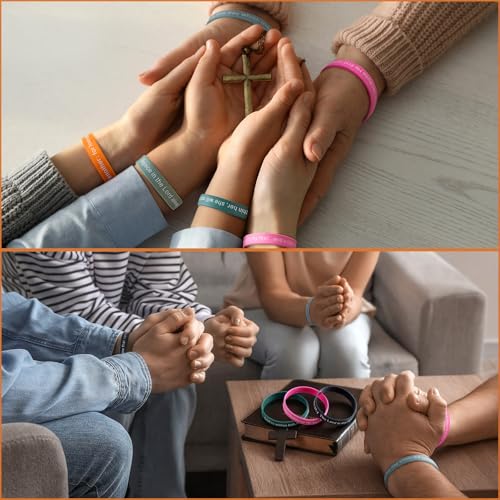 Estune 120 Pcs Bible Verse Bracelets Christian Wristbands, Gray Pink Color - color: Gray Pink Color