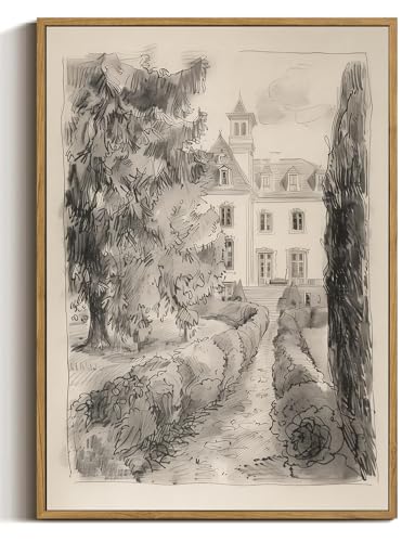 French Country Castle Framed Canvas Wall Art 16x24 inch - color: Castle, size: 16"x24" Natural