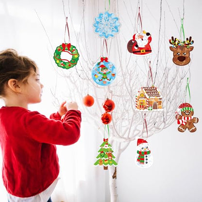 Renbuzhu 36PCS Christmas Crafts Bulk: Xmas Paper Suncatchers DIY Kit for Winter Holiday Activities Decorations, Window Stained Glass Effect Art Ornaments - style: christmas holiday