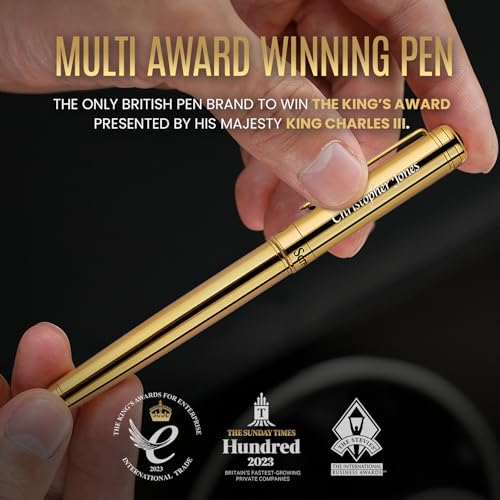 Scriveiner Personalized Gold Rollerball Pen - Stunning Luxury Pen, Real Gold Plating, Schmidt Ink Refill, Best Engraved Roller Ball Gift Set for Men & Women, Custom Name Engraving - color: Gold (Personalized)