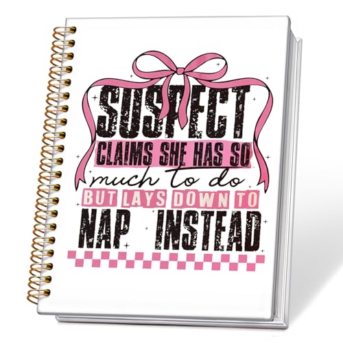Retro Coquette Pink Bow Notebook, Trendy Preppy Checkered Journal, Preppy Aesthetic Notebooks for Women, Suspect Claims She Has So Much to Do Hardcover Spiral Notebooks 5.5x8.3 Inch - color: 05-Bible(01)