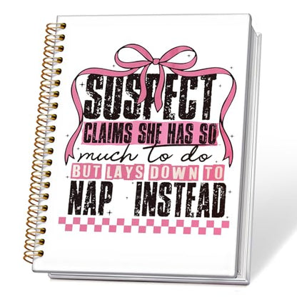 Retro Coquette Pink Bow Notebook, Trendy Preppy Checkered Journal, Preppy Aesthetic Notebooks for Women, Suspect Claims She Has So Much to Do Hardcover Spiral Notebooks 5.5x8.3 Inch - color: 05-Bible(01)