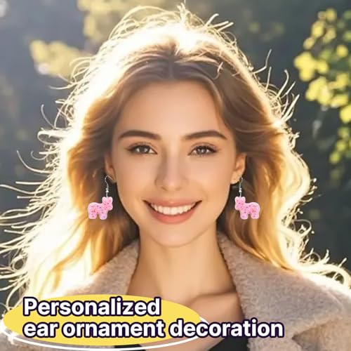 Christian Statement Earrings for Women, Acrylic Dangle Earrings, Lightweight Comfortable, Non Tarnish Hooks, Faith Jewelry, Religious Gift for Women - color: Pink Cute Cow