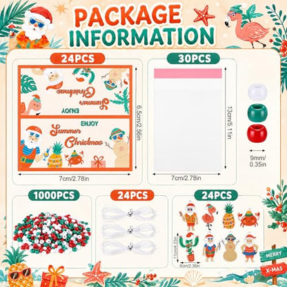 Soulchen 1102 Pcs/24 Sets Summer Christmas Beads Bracelets Craft Kit - style: Summer Christmas