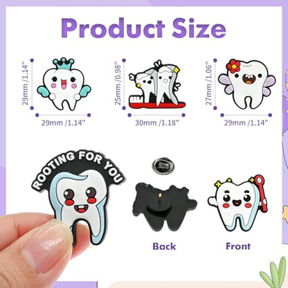 Cute Pins Bulk, Funny Lapel Badge Pins Rubber Brooch Pins for Backpacks, Hats, Bags - style: Tooth-20PCS