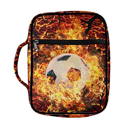 Coldinair Firing Soccer Print Bible Cover for Boys Kids Bible Case Carrying Book Case Church Bag with Handle and Zippered Pockets,Lightweight and Durable - color: Firing Soccer