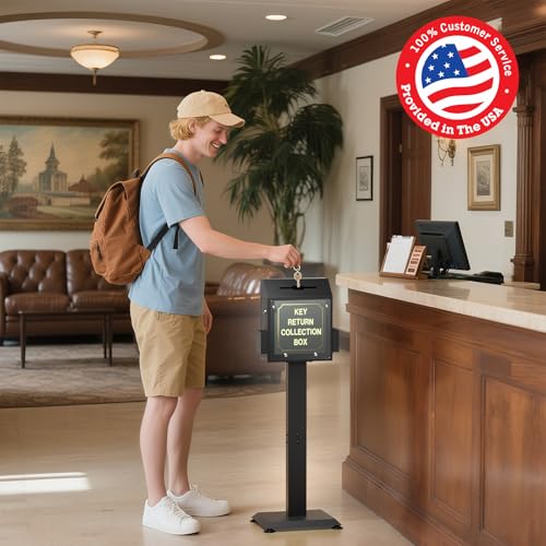 POCHAR Metal Donation Box for Fundraising - Suggestion Box with Stand, Lock