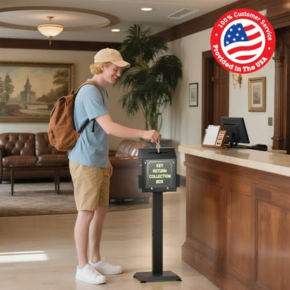 POCHAR Metal Donation Box for Fundraising - Suggestion Box with Stand, Lock