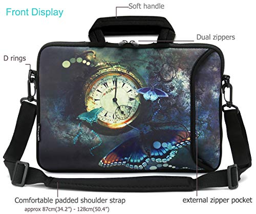 RICHEN 10 inch Messenger Bag Carrying Case Sleeve with Handle Accessory Pocket Fits 7 to 10-Inch Laptops/Notebook/Kids tablet (7-10.2 inch, Clock & Butterfly) - color: Clock & Butterfly, size: 7-10.2 inch