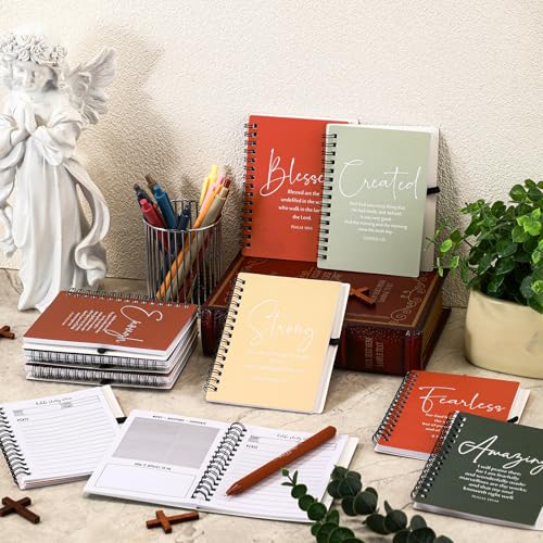 Kosiz 12 Sets Christian Notebook, Bible Study Prayer Pen, Bright Morandi - color: Bright Morandi