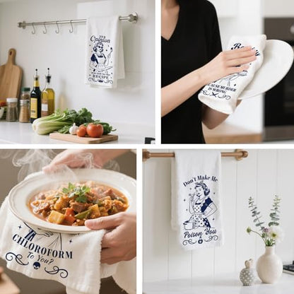 CUTHOLLOW 4Pcs Housewife Baking Kitchen Towels Cute Tea Towels - color: Housewife Baking