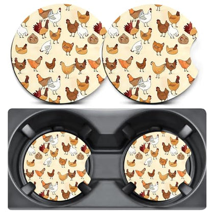 2 Pack Chicken Car Coasters for Cup Holder,Neoprene Anti Slip Mat - color: Chicken