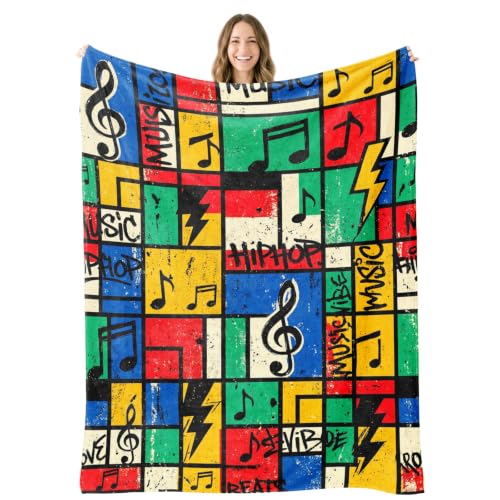 Retro Hip Hop Throw Blanket – 90s Urban Graffiti Gifts for Music Lovers - color: Tk044, size: 60"x50"