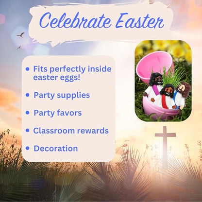 Mini Jesus Figures 50 Pcs-Tiny Jesus Bulk-Little Christ Figurines for Easter Egg Stuffers, Religious Party Favors and Gifts, Sunday School, Classroom Crafts, Baptism, Confirmation (Multicolor Jesus)