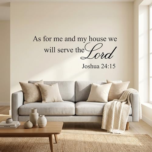 Picniva As for Me and My House Wall Decal 8x20 Christian Scripture Art - color: Black, size: 8'' X 20''