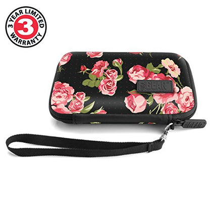 USA Gear Hard Case Compatible with Wonder Bible KJV the Talking Audio Bible Player, Wonder Bible NIV, Cable, Earbuds & More - Scratch Resistant Interior, Wrist Strap (Case Only) - Roses - color: Floral