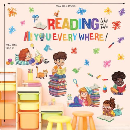 DECOWALL Reading Quote Wall Decals Stickers Classroom School Art (SG2-2404) - color: Multicolor