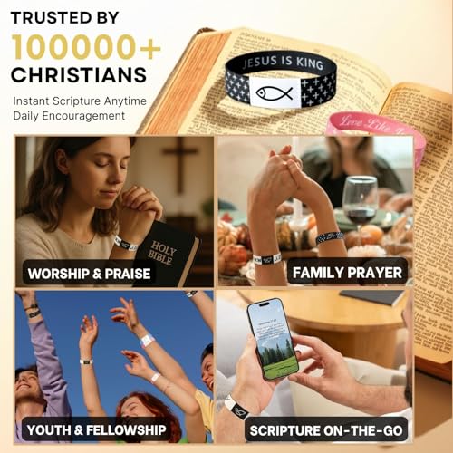 Lusinus Bible Verse Bracelets, Tap for Scripture, NFC Daily Wristband - color: Multicolor (4Pcs)