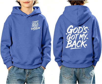 Boys Christian Inspirational Faith Graphic Pullover Hoodie - color: Blue, size: 5-6 Years