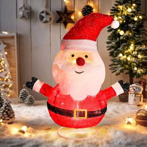 24.5" Lighted Christmas Santa, 3D Pre‑Lit Indoor Outdoor Decor - size: 24.5''*20''