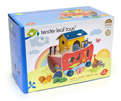 Tender Leaf Toys - Wooden Noah’s Ark Animal Shape Sorter Toy - Encourages Imaginative Play, Improves Recognition and Problem Solving Skills - 3 Years +