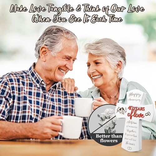 40th Anniversary Wedding Gifts for wife husband, Religious Cross Gifts for women men,40 year Romantic Anniversary Marriage Gift for Her,Him,Couple,Parents,Friends,Wedding Anniversary Decorations - style: 40 years of marriage