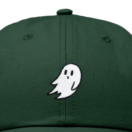 DALIX Ghost Embroidered Mens Womens Cotton Dad Hat Baseball Cap Adjustable - color: Dark Green