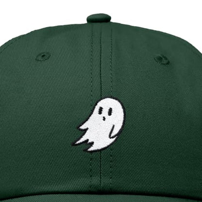 DALIX Ghost Embroidered Mens Womens Cotton Dad Hat Baseball Cap Adjustable - color: Dark Green