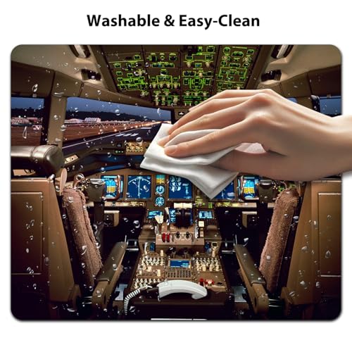 Airplane Cockpit View Mouse Pad, Flight Deck Desk Mat for Boeing 777 Lover - color: Tan Brown