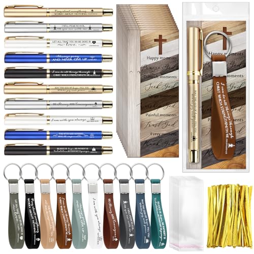 Lincia 30 Sets Christian Gifts Pens Bookmarks Keychains,Multicolor - color: Multicolor