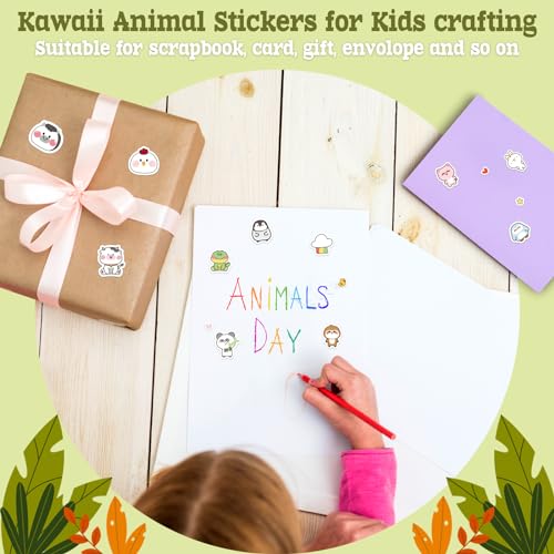 LINAYE 24 Sheets Cute Kawaii Stickers Pack - 1500PCS Adhesive Animal Stickers for Kids, Girls, Classroom - style: Kawaii Animal 24 Sheets